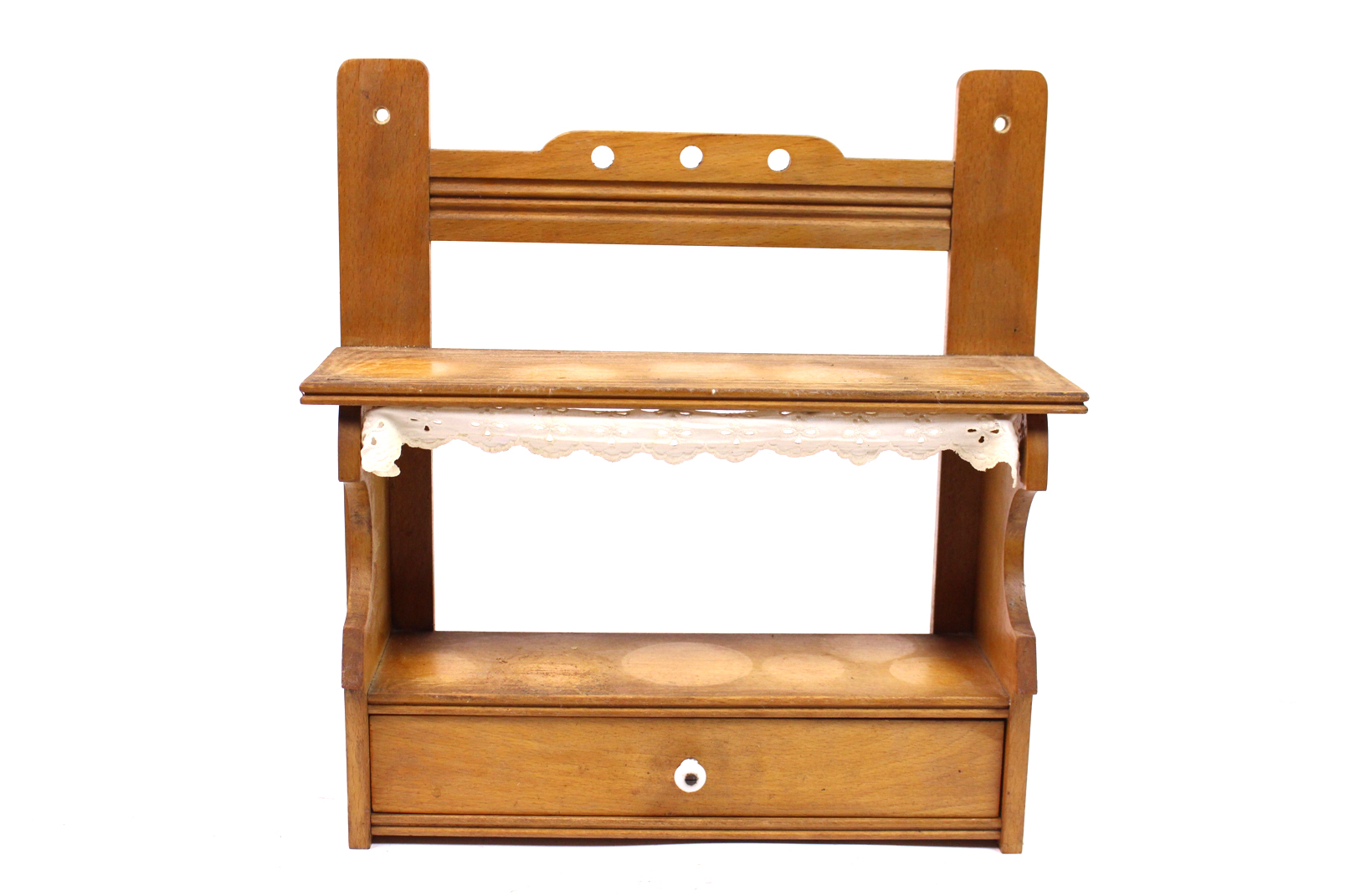 altes Küchenregal Holzregal mit Schublade 33x35 cm Gewürzregal ANTIK