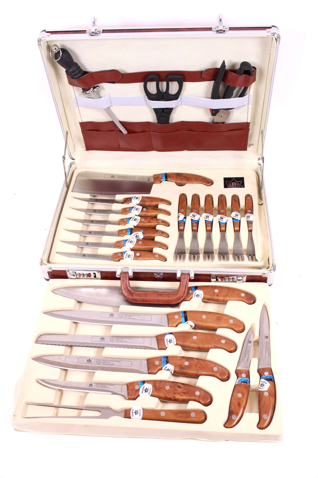 SBS Messerset Solingen 24 tlg im Koffer Chef Koch Küchen Steak Messer